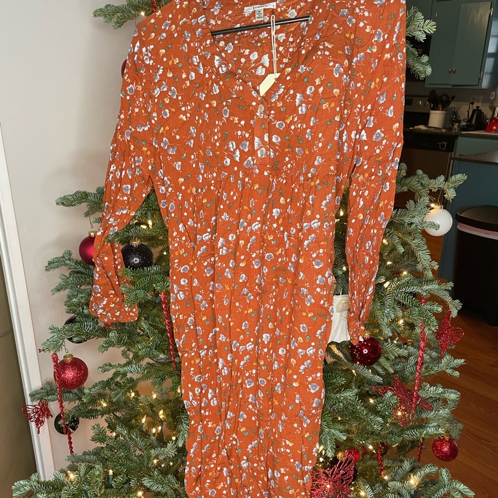 Burnt orange floral dress